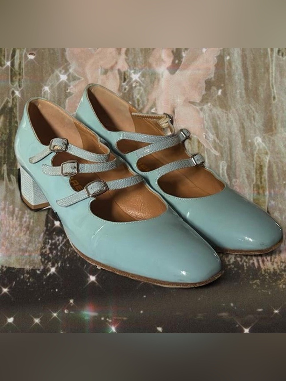 Carel Kina patent blue Mary Janes